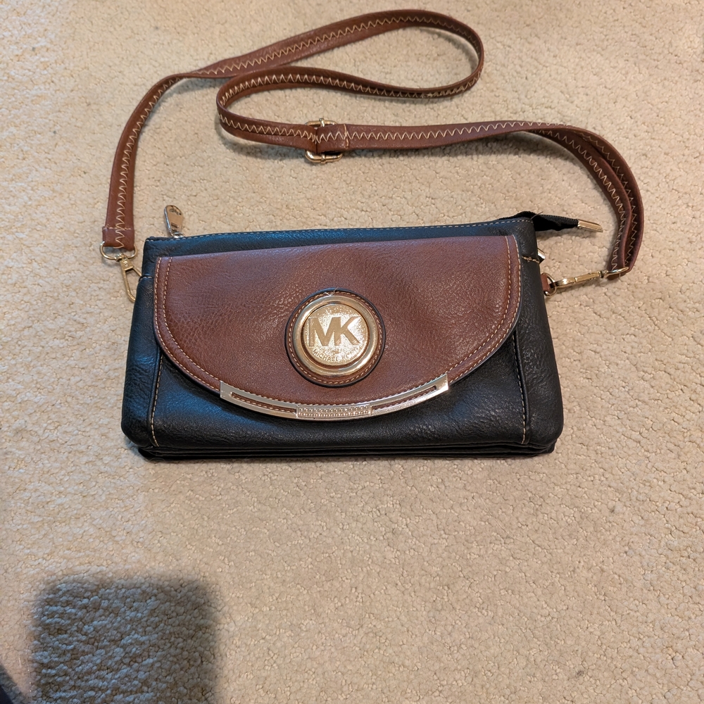 Michael Kors Black and Brown Crossbody Bag